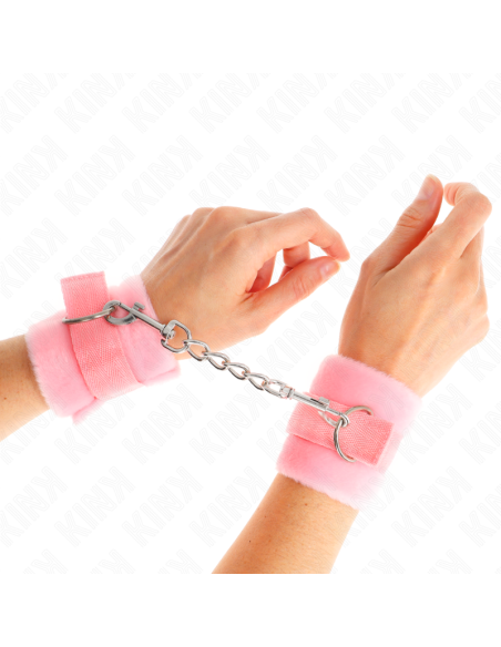 KINK - BEGINNER FUR HAND CUFFS PINK 30 X 7 CM