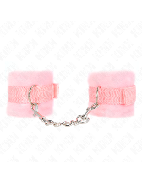 KINK - BEGINNER FUR HAND CUFFS PINK 30 X 7 CM