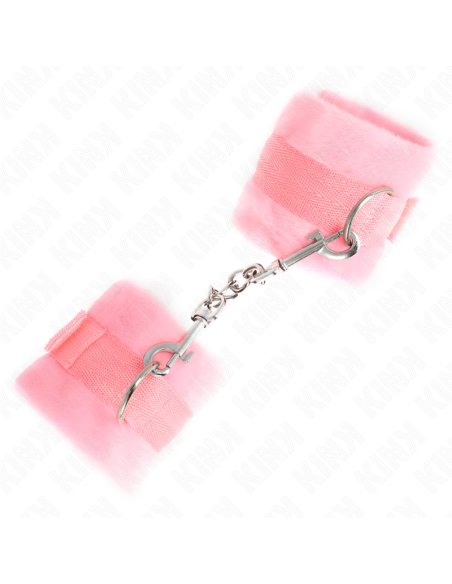KINK - BEGINNER FUR HAND CUFFS PINK 30 X 7 CM
