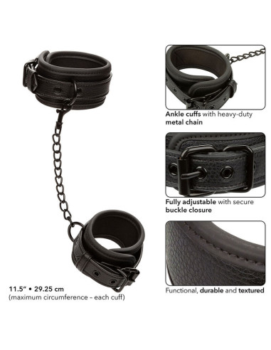 CALEXOTICS - NOCTURNAL ANKLE CUFFS LEATHER ADJUSTABLE BLACK