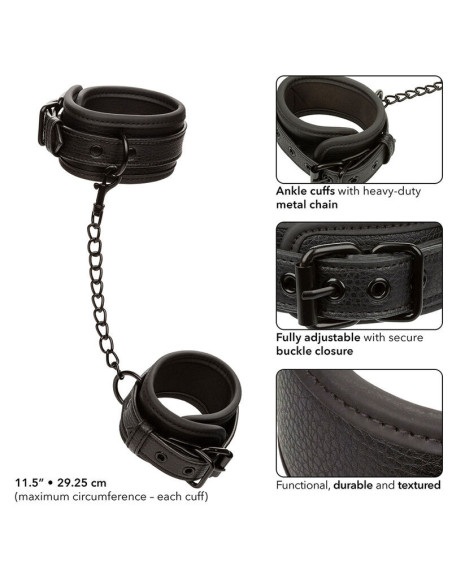 CALEXOTICS - NOCTURNAL ANKLE CUFFS LEATHER ADJUSTABLE BLACK