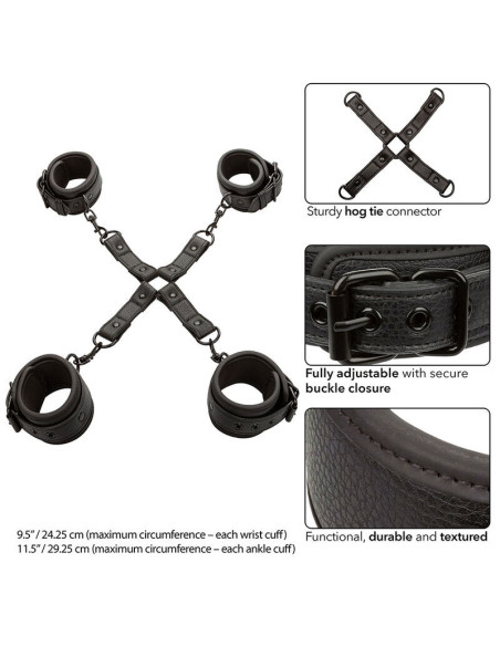 CALEXOTICS - NOCTURNAL HOG TIE CONNECTOR CUERO AJUSTABLE BLACK