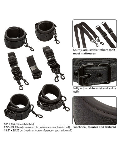 CALEXOTICS - NOCTURNAL BED RESTRAINTS LEATHER ADJUSTABLE BLACK