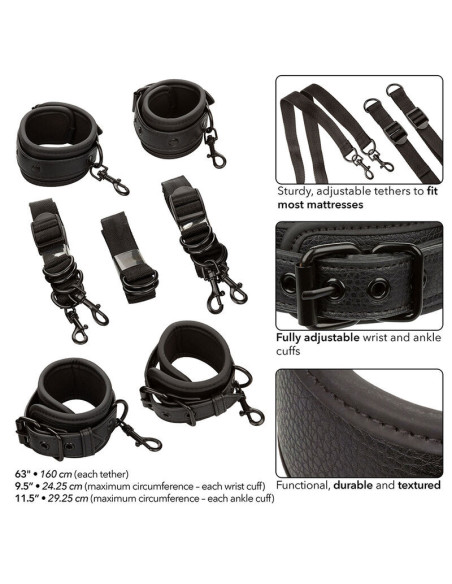 CALEXOTICS - NOCTURNAL BED RESTRAINTS LEATHER ADJUSTABLE BLACK