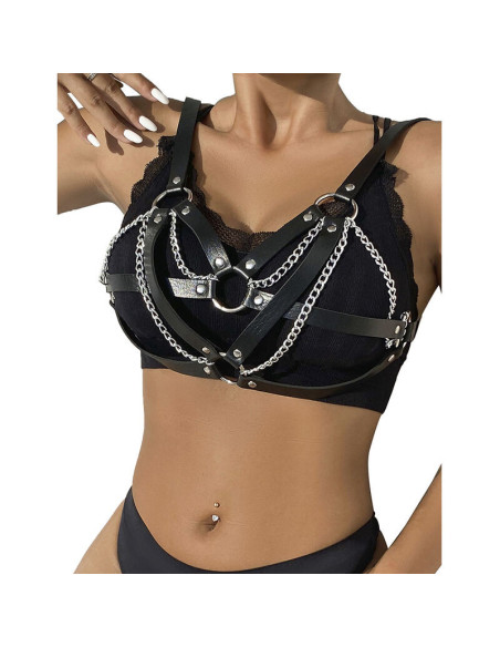 SUBBLIME - 953713 PUNK BONDAGE BELT METAL BUCKLE BLACK ONE SIZE