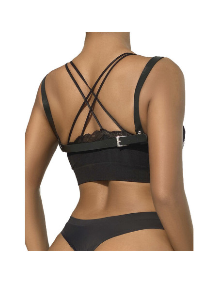 SUBBLIME - 953713 PUNK BONDAGE BELT METAL BUCKLE BLACK ONE SIZE