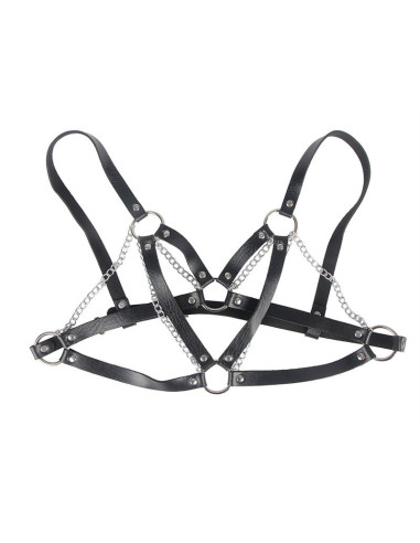 SUBBLIME - 953713 PUNK BONDAGE BELT METAL BUCKLE BLACK ONE SIZE