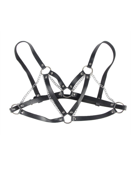 SUBBLIME - 953713 PUNK BONDAGE BELT METAL BUCKLE BLACK ONE SIZE