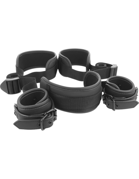 FETISH SUBMISSIVE - MASTER POSITION WITH 4 NOPRENE-LINED HANDCUFFS