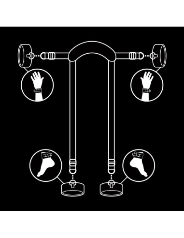 FETISH SUBMISSIVE - MASTER POSITION WITH 4 NOPRENE-LINED HANDCUFFS