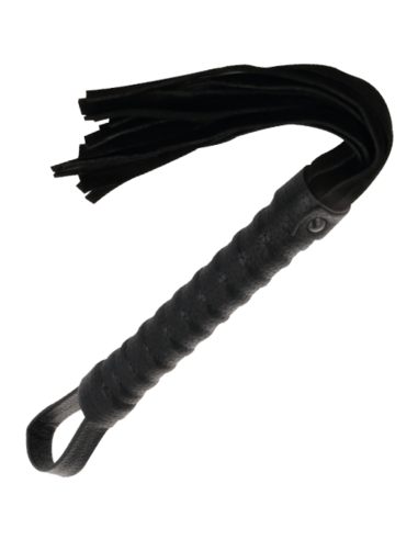 DARKNESS - BLACK BONDAGE WHIP WITH LEATHER HANDLE