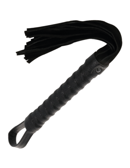 DARKNESS - BLACK BONDAGE WHIP WITH LEATHER HANDLE