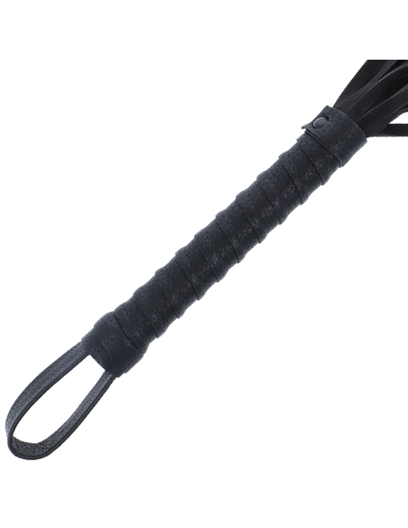 DARKNESS - BLACK BONDAGE WHIP WITH LEATHER HANDLE