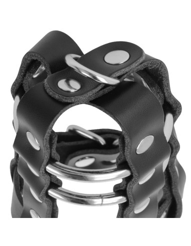 DARKNESS - LEATHER CHASTITY CAGE WITH LOCK