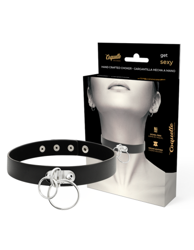 COQUETTE CHIC DESIRE - DOUBLE RING VEGAN LEATHER CHOKER