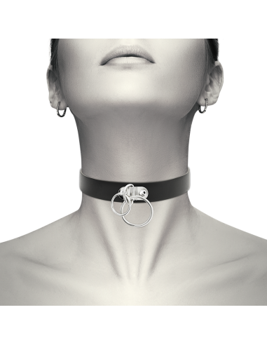 COQUETTE CHIC DESIRE - DOUBLE RING VEGAN LEATHER CHOKER