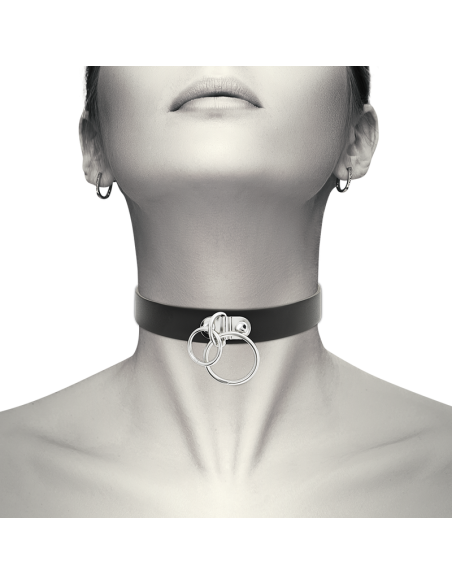 COQUETTE CHIC DESIRE - DOUBLE RING VEGAN LEATHER CHOKER