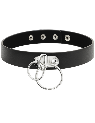 COQUETTE CHIC DESIRE - DOUBLE RING VEGAN LEATHER CHOKER