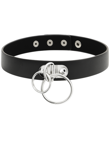 COQUETTE CHIC DESIRE - DOUBLE RING VEGAN LEATHER CHOKER