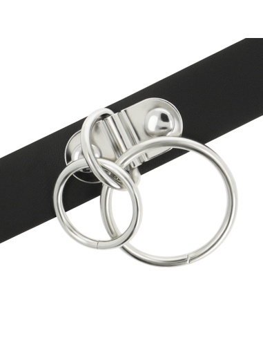 COQUETTE CHIC DESIRE - DOUBLE RING VEGAN LEATHER CHOKER