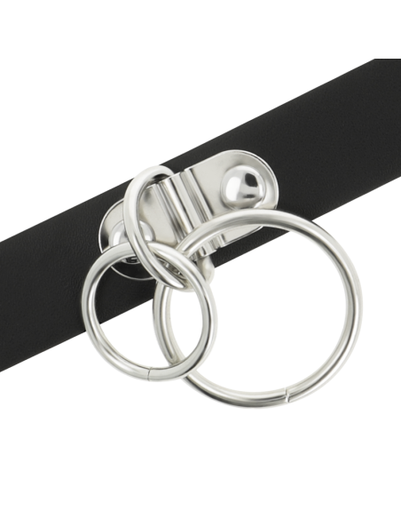 COQUETTE CHIC DESIRE - DOUBLE RING VEGAN LEATHER CHOKER