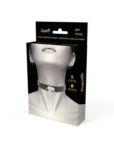 COQUETTE CHIC DESIRE - DOUBLE RING VEGAN LEATHER CHOKER