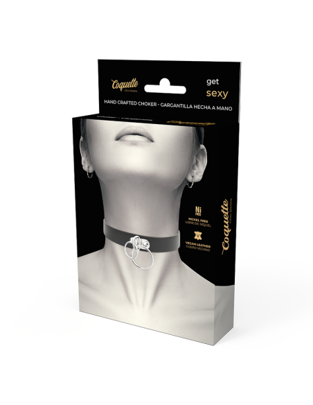 COQUETTE CHIC DESIRE - DOUBLE RING VEGAN LEATHER CHOKER