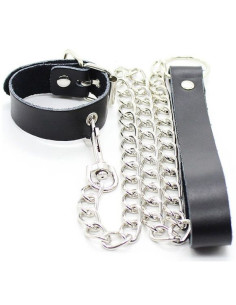 OHMAMA FETISH - PENIS NECKLACE AND LEATHER STRAP WITH METAL CHAIN