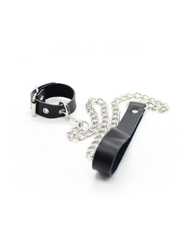 OHMAMA FETISH - PENIS NECKLACE AND LEATHER STRAP WITH METAL CHAIN