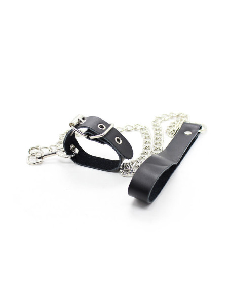 OHMAMA FETISH - PENIS NECKLACE AND LEATHER STRAP WITH METAL CHAIN