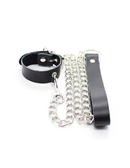 OHMAMA FETISH - PENIS NECKLACE AND LEATHER STRAP WITH METAL CHAIN