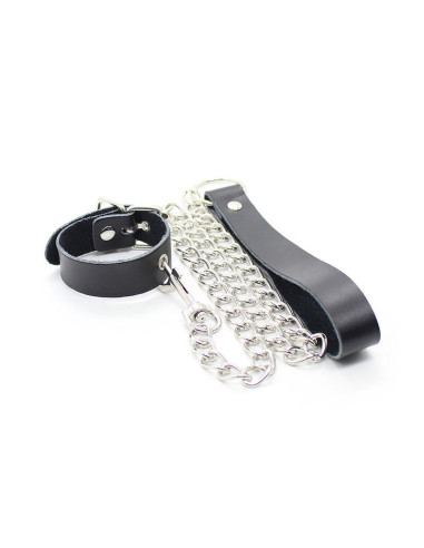 OHMAMA FETISH - PENIS NECKLACE AND LEATHER STRAP WITH METAL CHAIN