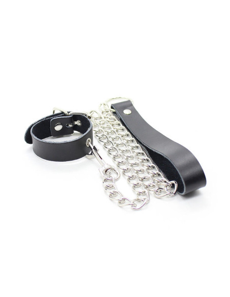 OHMAMA FETISH - PENIS NECKLACE AND LEATHER STRAP WITH METAL CHAIN