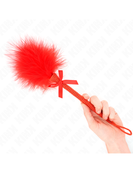 KINK - NYLON ROPE WAND WITH TICKLE FEATHERS AND RED BOW 25 CM