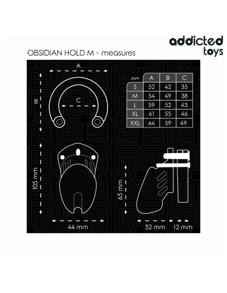 ADDICTED TOYS LOCKED - OBSIDIAN HOLD PENIS CAGE SIZE M