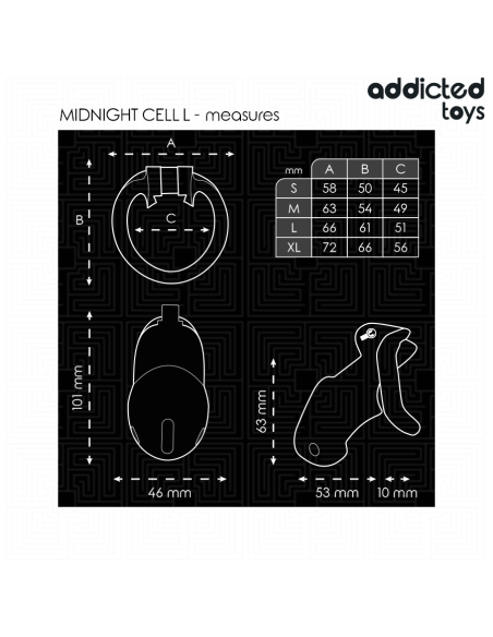 ADDICTED TOYS LOCKED - MINDNIGHT CELL PENIS CAGE SIZE L