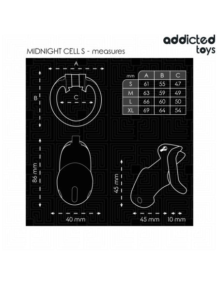 ADDICTED TOYS LOCKED - MINDNIGHT CELL PENIO NARVAS, S DYDIS 4,8 CM