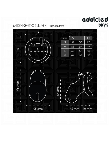 ADDICTED TOYS LOCKED - MINDNIGHT CELL PENIS CAGE 4.2 CM SIZE M