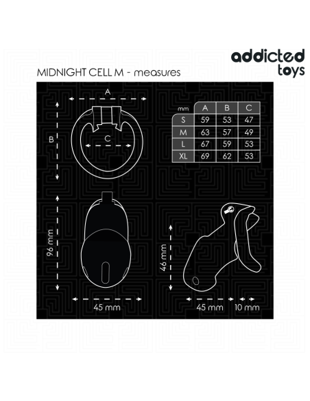 ADDICTED TOYS LOCKED - MINDNIGHT CELL PENIO NARVAS 4,2 CM DYDIS M