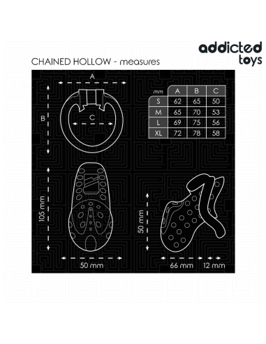 ADDICTED TOYS LOCKED - CHAINED HOLLOW PENIS CAGE 10.5 CM