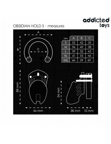 ADDICTED TOYS LOCKED - OBSIDIAN HOLD PENIS CAGE SIZE S