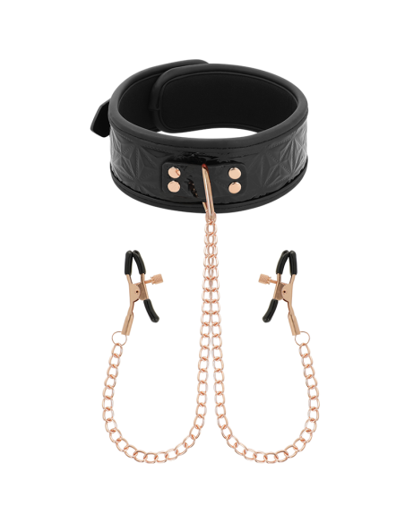 BEGME - BLACK EDITION COLLAR WITH NIPPLE CLAMPS WITH NEOPRENE LINING