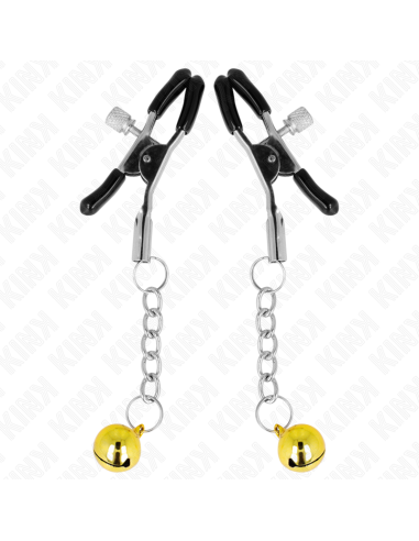 KINK - GOLD JINGLE BELL PENDANT NIPPLE CLAMPS 6 CM