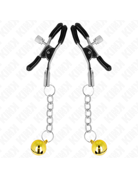 KINK - GOLD JINGLE BELL PENDANT NIPPLE CLAMPS 6 CM