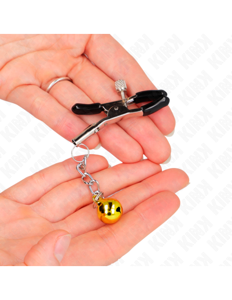 KINK - GOLD JINGLE BELL PENDANT NIPPLE CLAMPS 6 CM
