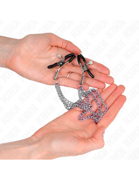 KINK - NIPPLE CLAMPS WITH 3 CHAINS SILVER 20-23-28 CM