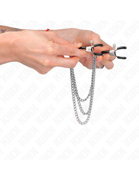 KINK - NIPPLE CLAMPS WITH 3 CHAINS SILVER 20-23-28 CM