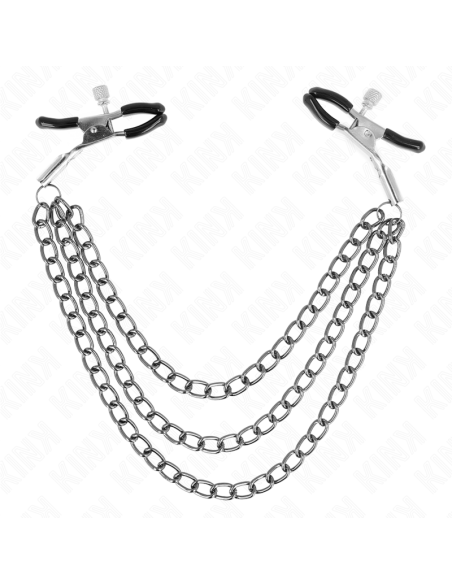 KINK - NIPPLE CLAMPS WITH 3 CHAINS BLACK 20-23-28 CM