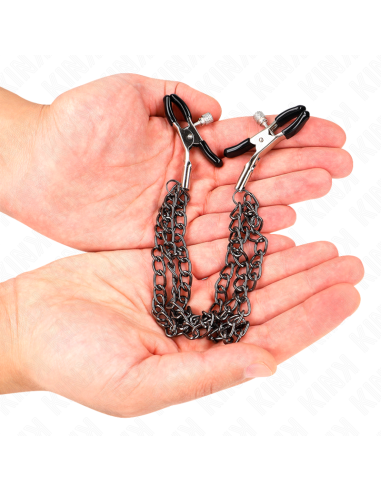 KINK - NIPPLE CLAMPS WITH 3 CHAINS BLACK 20-23-28 CM