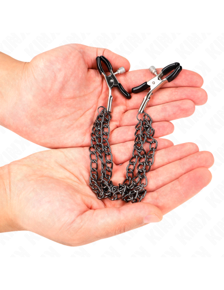 KINK - NIPPLE CLAMPS WITH 3 CHAINS BLACK 20-23-28 CM